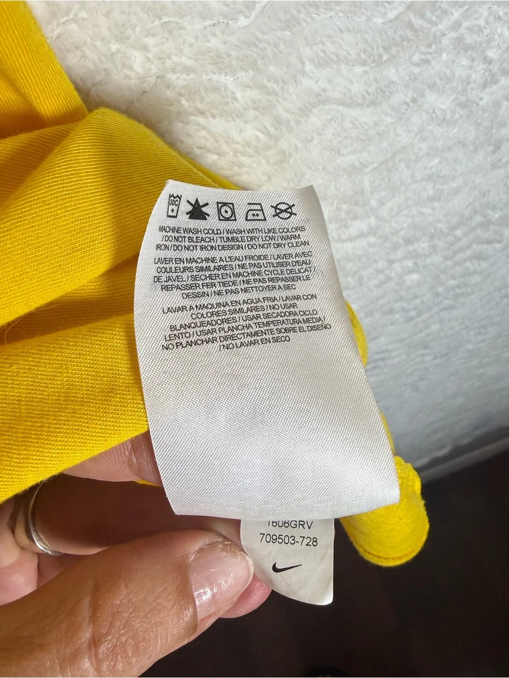 Nike Bright Yellow V-Neck Tee with Black Logo Print